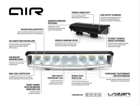 Barre LED Lazer AIR-55 avec feu de position vert