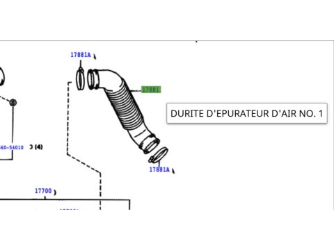 Durite accordéon adaptable entre boite à air et turbo KZJ70 KZJ73