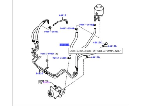 Durite de retour huile direction assistée entre pompe et bocal HDJ80 HZJ7