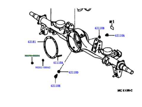 Ecrou de goujon de nez de pont 8 pouces avant ou arrière Land Cruiser