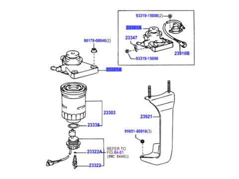 Support filtre gasoil avec réchauffeur HDJ80 24S