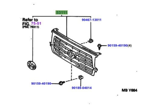 Calandre chrome Land Cruiser HDJ80 24S 1994-1996