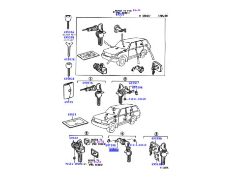 Barillet de porte conducteur HDJ80 avec clefs taillées