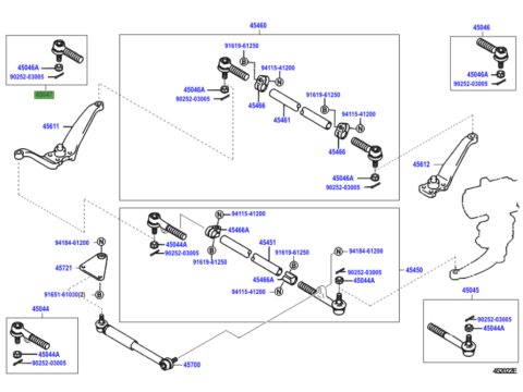 Rotule barre d'accouplement direction gauche HDJ80 LJ7 HZJ7 1999+