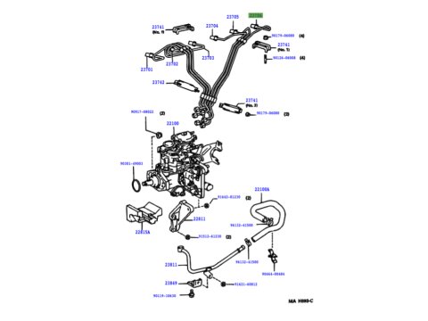 Conduite rigide haute pression injecteur No6 HDJ80 24s