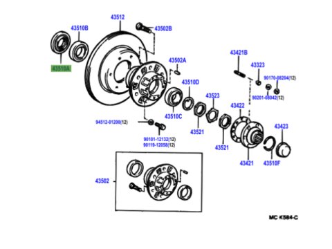 Joint spi de moyeu roulement de roue avant ou arrière Land Cruiser