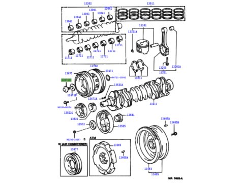 Boulon de fixation de poulie damper sur vilebrequin HDJ80 HDJ100 HZJ7