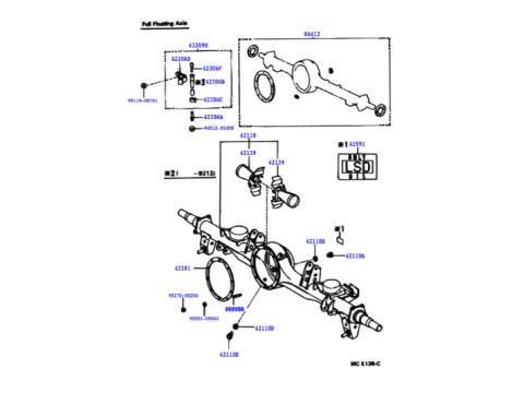 Boulon de fixation de nez de pont arrière sur corps de pont longueur 91.4mm