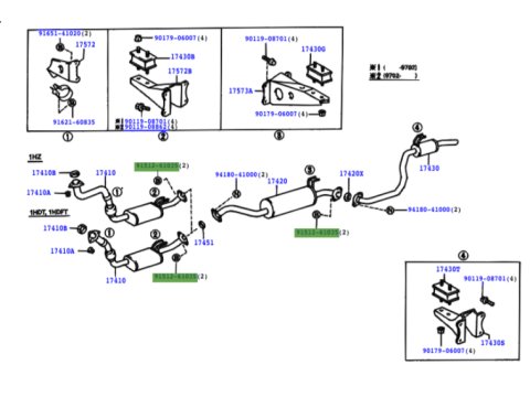 Boulon de liaison éléments échappement HDJ80