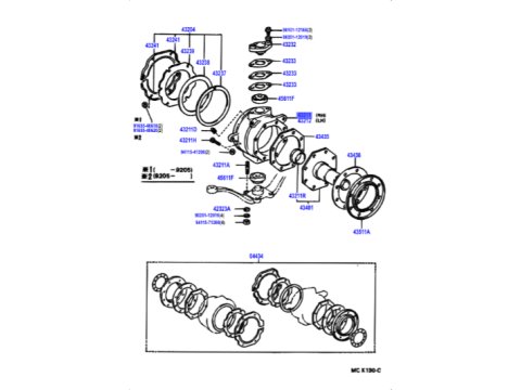 Pivot avant droit porte moyeux HDJ80 avec ABS