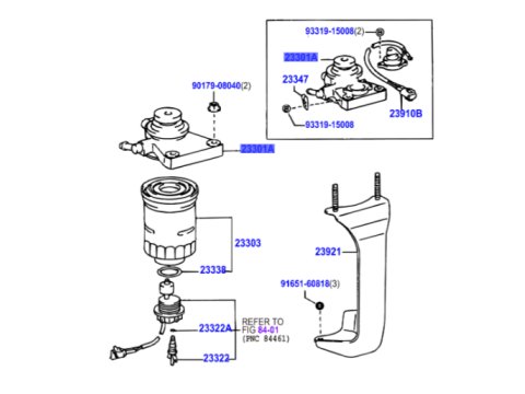 Support filtre gasoil sans réchauffeur HDJ80 24S