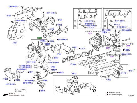 Turbocompresseur géométrie variable Toyota KDJ12 KDJ15 166Cv 173Cv