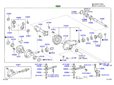 Transmission pont avant complet ratio 11x43 Land Cruiser KDJ12 KDJ15