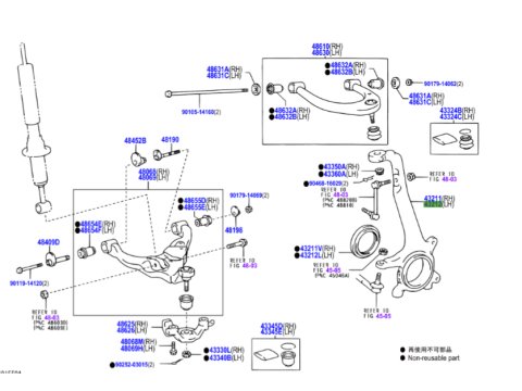 Fusée pivot avant gauche Land Cruiser KDJ12 KDJ15