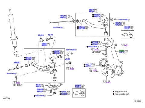 Fusée pivot avant droite Land Cruiser KDJ12 KDJ15