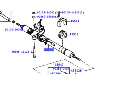 Crémaillère de direction pour HDJ100 avant 08/2002