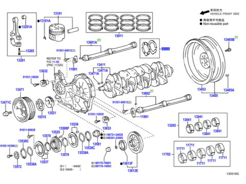 Jeu de cales de réglage latéral de vilebrequin KDJ12 KDJ15 166cv 173cv 190cv