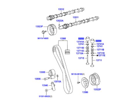 Poussoir soupape 5 10mm KDJ12 KDJ15 GRJ Hilux Vigo