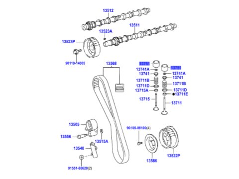 Poussoir soupape 5 14mm KDJ12 KDJ15 GRJ Hilux Vigo