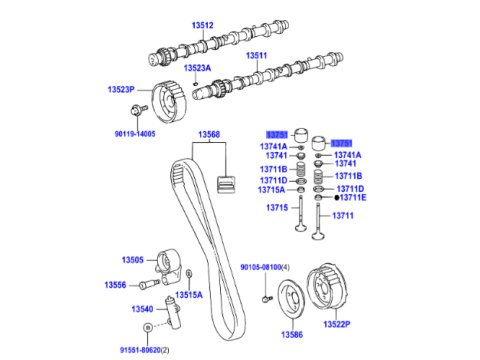 Poussoir soupape 5 20mm KDJ12 KDJ15 GRJ Hilux Vigo