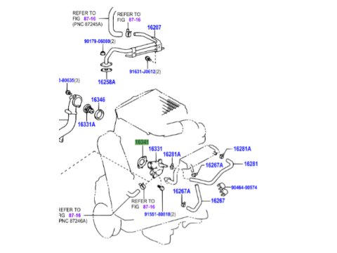 Joint pipe eau sur culasse KDJ9 KDJ12 KDJ15 Hilux Vigo