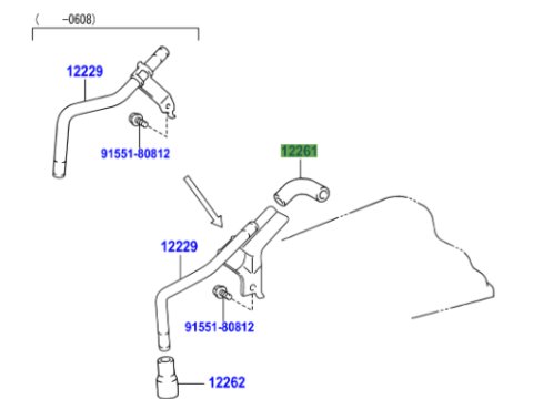 Durite coude reniflard - mise à l'air cache culbuteur KZJ7 KDJ9 KDJ12 163cv 166cv