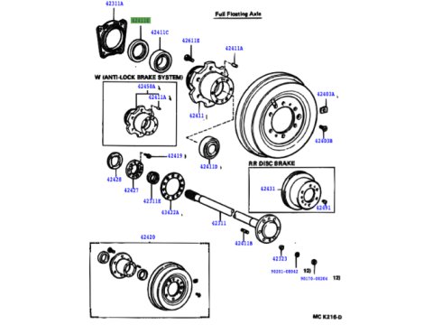 Joint spi de moyeu roulement de roue arrière Land Cruiser avec disques