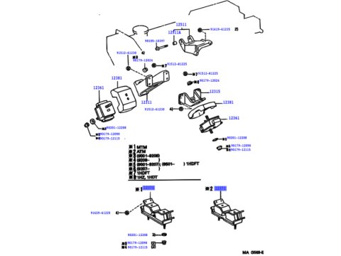 Silent bloc support moteur côté boite de vitesses manuelle HDJ80 12S - montage possible sur 24s