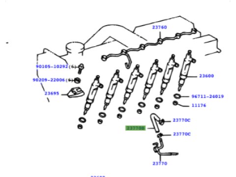 Durite de retour injecteur gasoil HDJ80 12s HZJ7