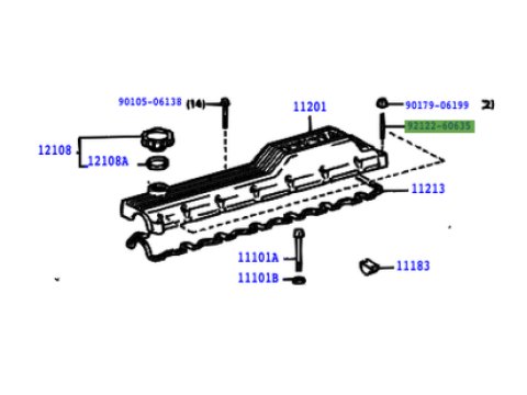 Goujon de fixation de cache culbuteur côté tablier HZJ7 HDJ80 12s