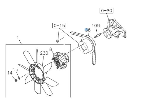 Courroie ventilateur de refroidissement Isuzu DMax I 2004-2006