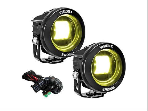 Kit de 2 phares antibrouillard LED Vision X CG2 Mini Cannon Fog Light ronds avec lentille jaune