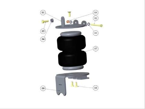Kit boudins pneumatiques renfort lames MAD Air Master Comfort pour Toyota Hilux Revo