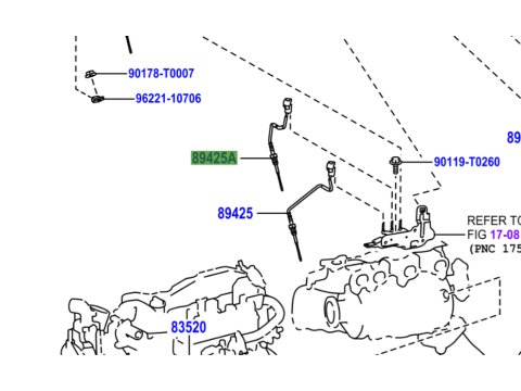 Sonde No2 de température échappement sur filtre à particules Hilux Revo et GDJ15