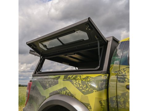 Hardtop Contour noir lisse avec fenêtre latérale pour Ford Ranger 2012-2022 double cabine Alu-Cab