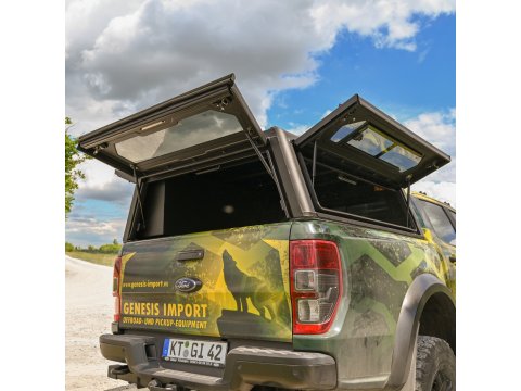 Hardtop Contour noir lisse avec fenêtre latérale pour Ford Ranger 2012-2022 double cabine Alu-Cab