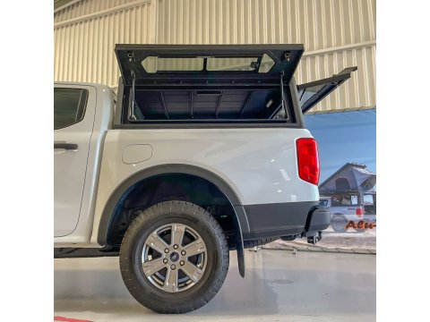 Hardtop Contour noir lisse avec fenêtre latérale Ford Ranger 2023+ double cab Alu-Cab