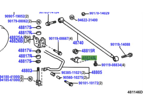 Cavalier métallique de silent bloc de barre stabilisatrice arrière HDJ100