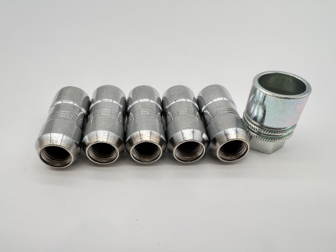 Lot de 5 écrous de roue antivol chromés 14x150 - Cône 60°