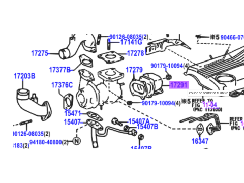 Coude descente de turbo HDJ100 avant 08/2002 - entre turbo et primaire d'échappement