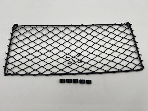 Filet de rangement avec cadre acier noir 500x200mm - avec cavaliers de fixation et vis