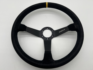 Volant Racing en cuir noir Ø380 en peau retournée
