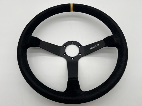 Volant Racing en cuir noir Ø380 en peau retournée