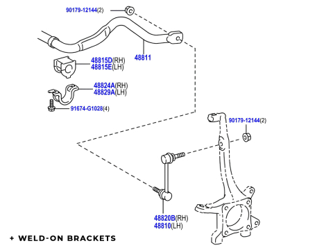 Kit barre stabilisatrice avant fixe Toyota KDJ15 GDJ15 N4-Offroad - remplacement KDSS