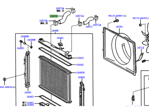 Durite inférieure radiateur de refroidissement KDJ90 KDJ95