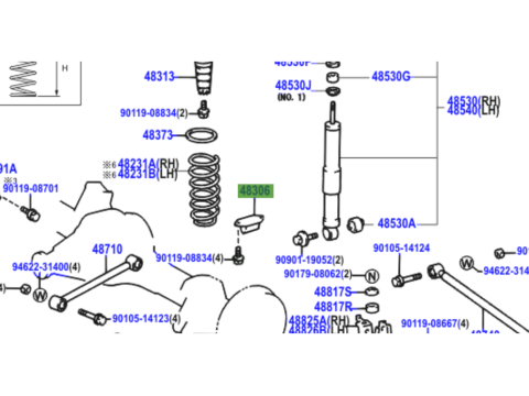 Butée de pont arrière HDJ100 fixée sous le châssis