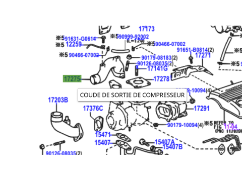 Coude aluminium entre turbo et intercooler HDJ100 avant 08/2002
