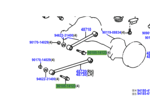 Vis fixation tirant de pont HDJ100 - inf ou sup