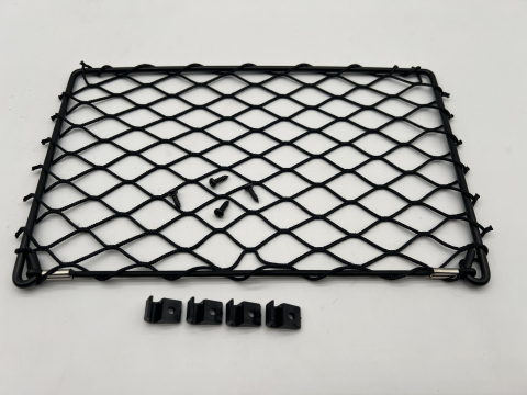 Filet de rangement avec cadre acier noir 312x200mm - avec cavaliers de fixation et vis