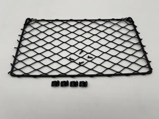 Filet de rangement avec cadre acier noir 370x200mm - avec cavaliers de fixation et vis